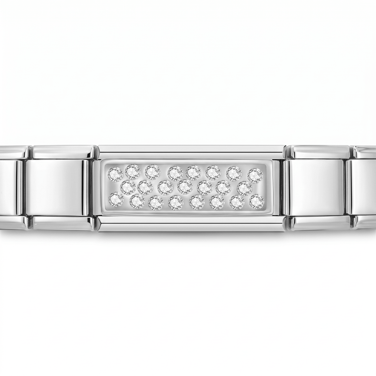 Charm Doble Brillos en pulsera italiana de eslabones