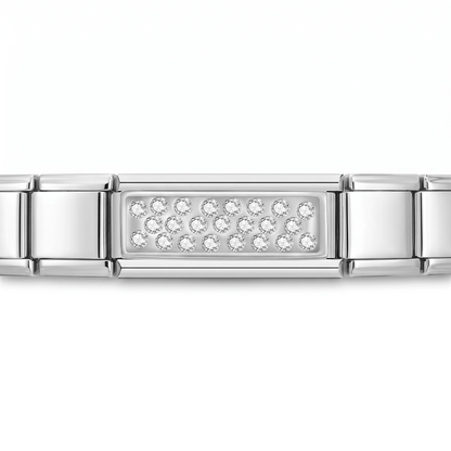 Charm Doble Brillos en pulsera italiana de eslabones