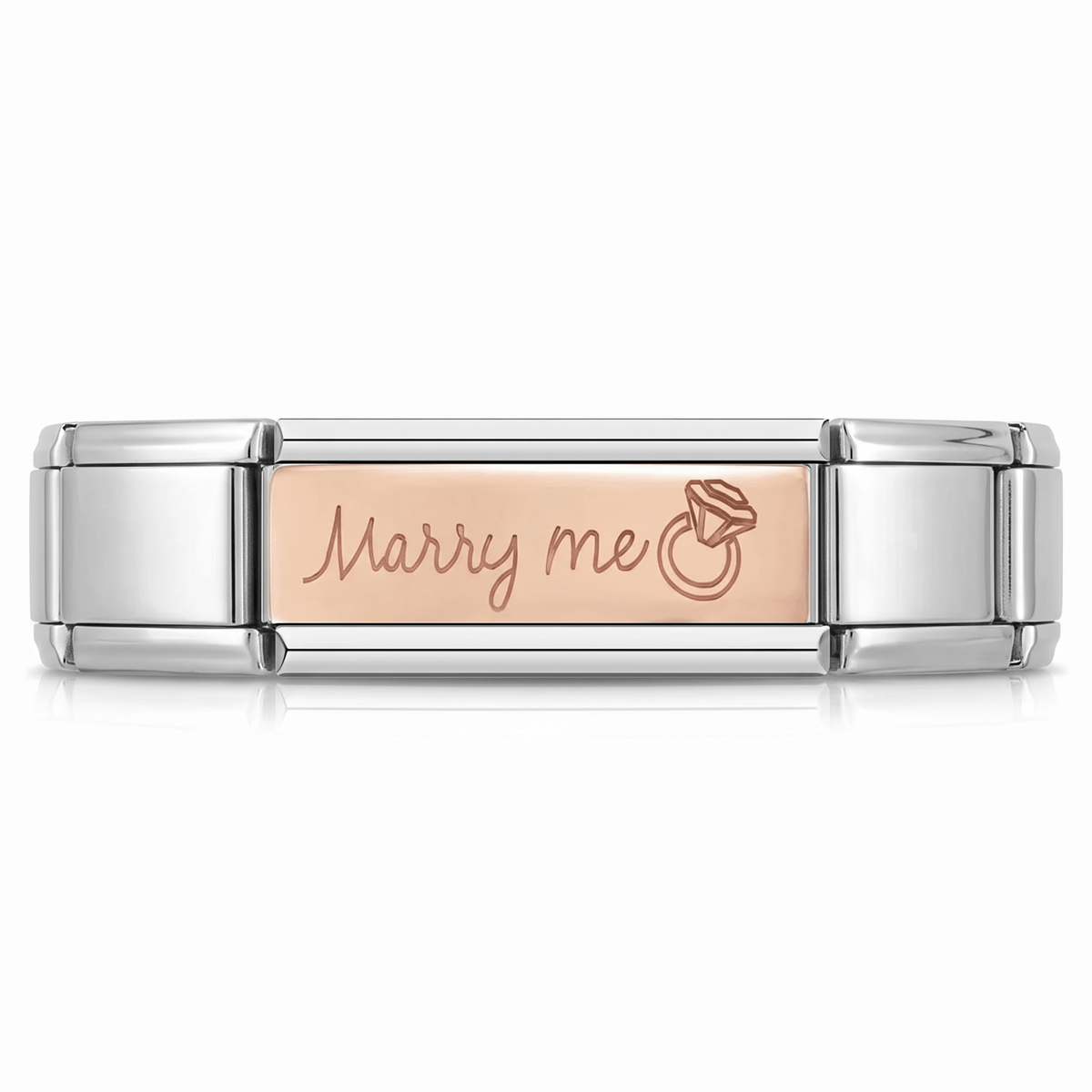 Charm Doble Casate conmigo en pulsera italiana de eslabones