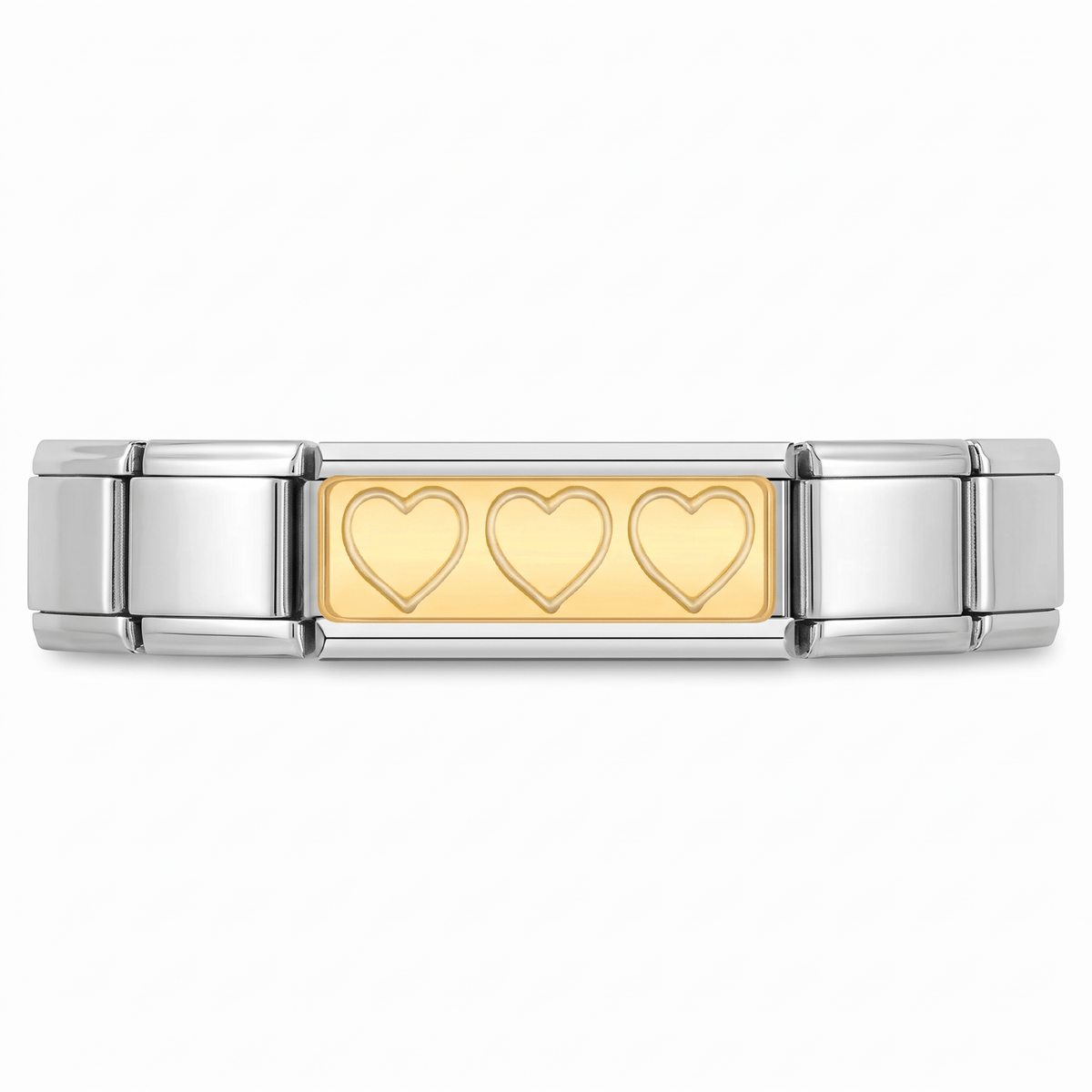 Charm Doble Corazones en pulsera italiana de eslabones