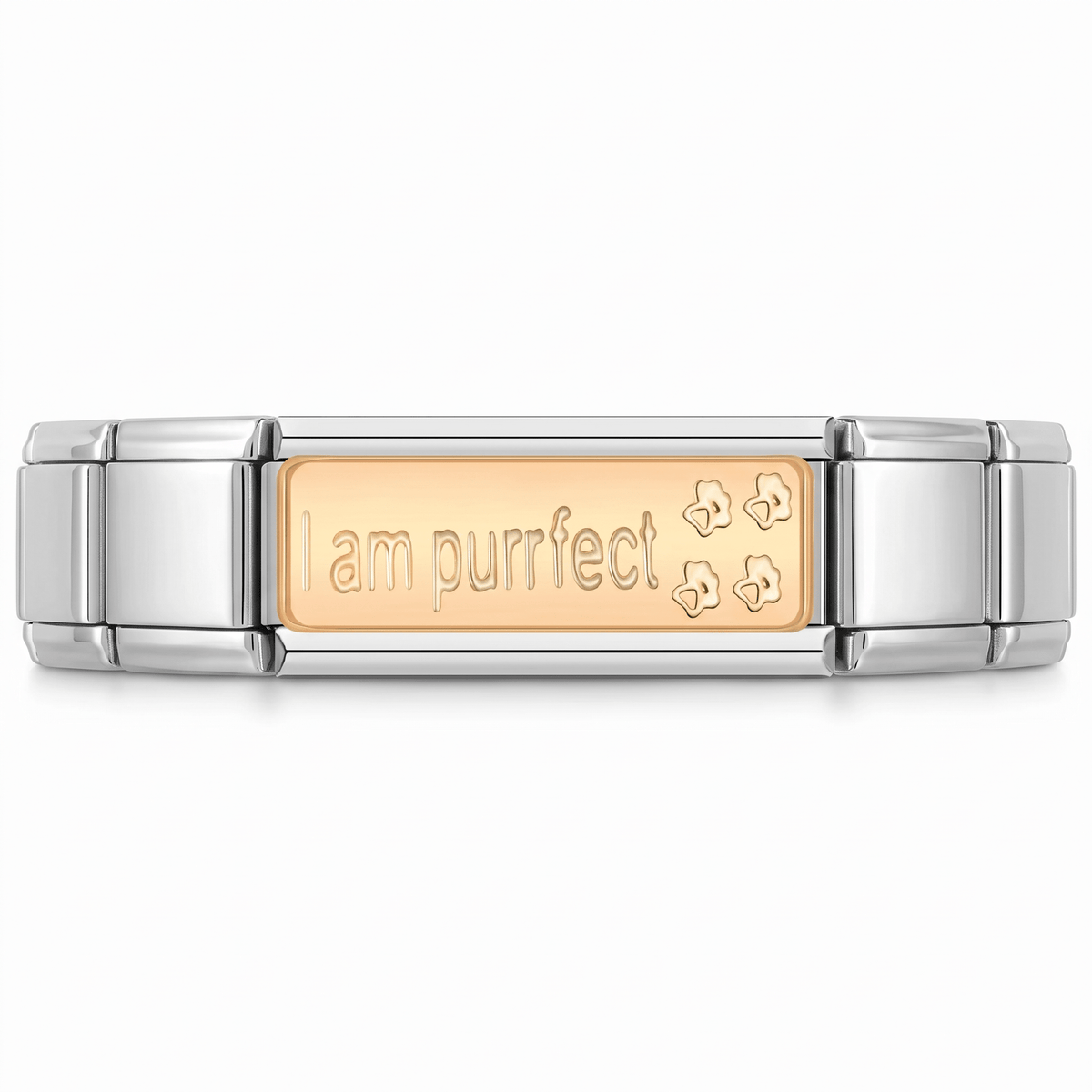 Charm Doble I am purrfect en pulsera italiana de eslabones