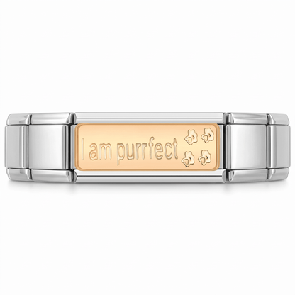 Charm Doble I am purrfect en pulsera italiana de eslabones
