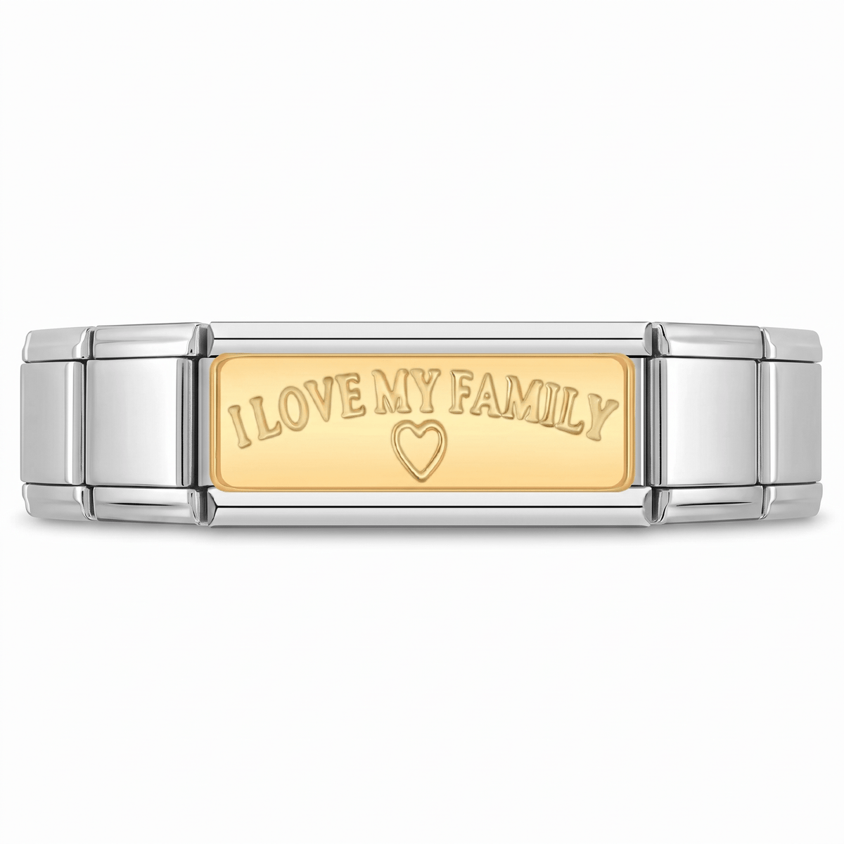 Charm Doble I Love my Family en pulsera italiana de eslabones
