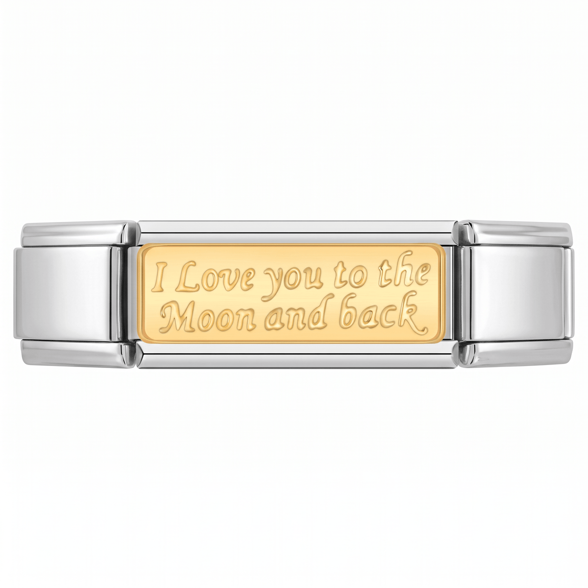 Charm Doble I LoveYou to the Moon and Back en pulsera italiana de eslabones