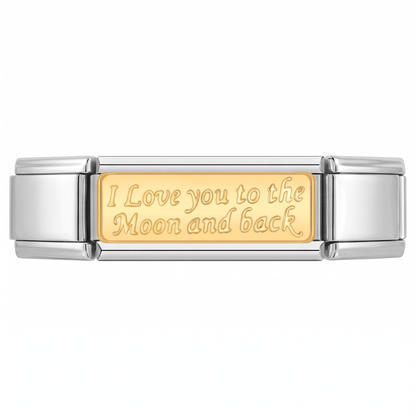 Charm Doble I LoveYou to the Moon and Back en pulsera italiana de eslabones
