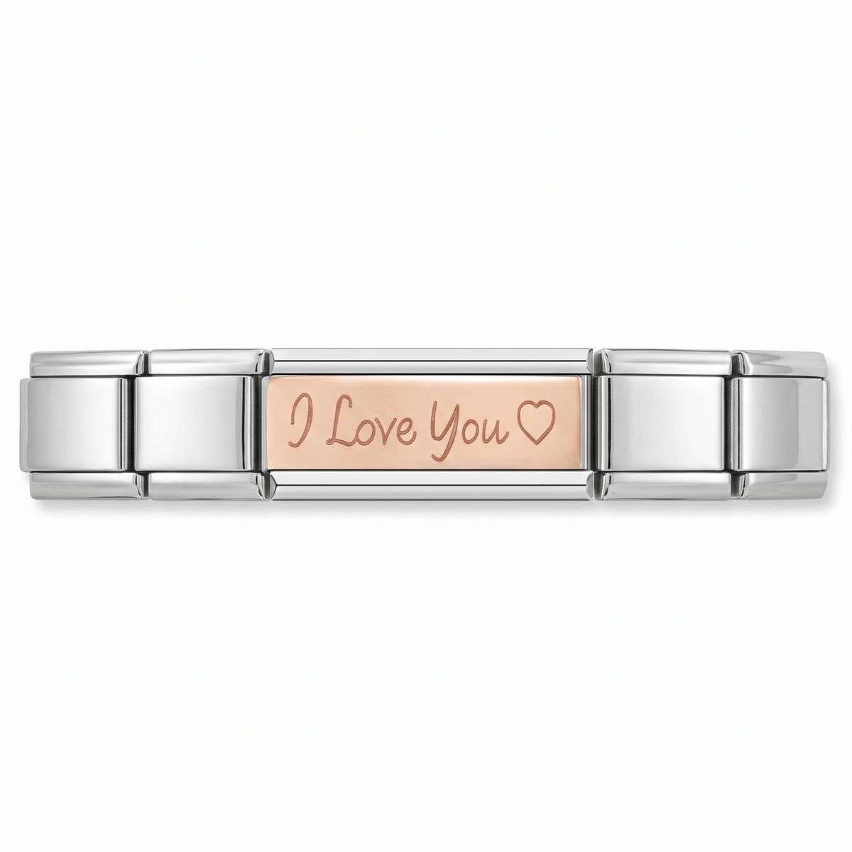 Charm Doble Love You en pulsera italiana de eslabones