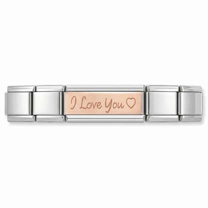 Charm Doble Love You en pulsera italiana de eslabones