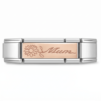 Charm Doble Mamá en pulsera italiana de eslabones