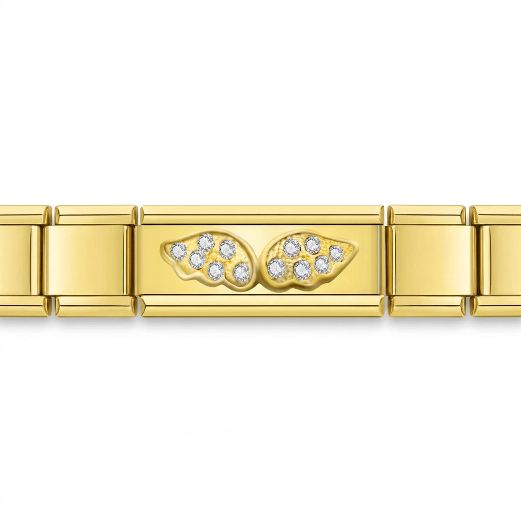 Charm Doble Alas (con Brillos) – en pulsera