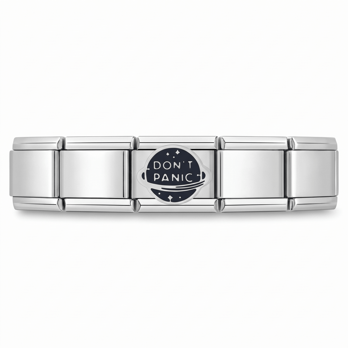 Charm Dont panic en pulsera italiana de eslabones
