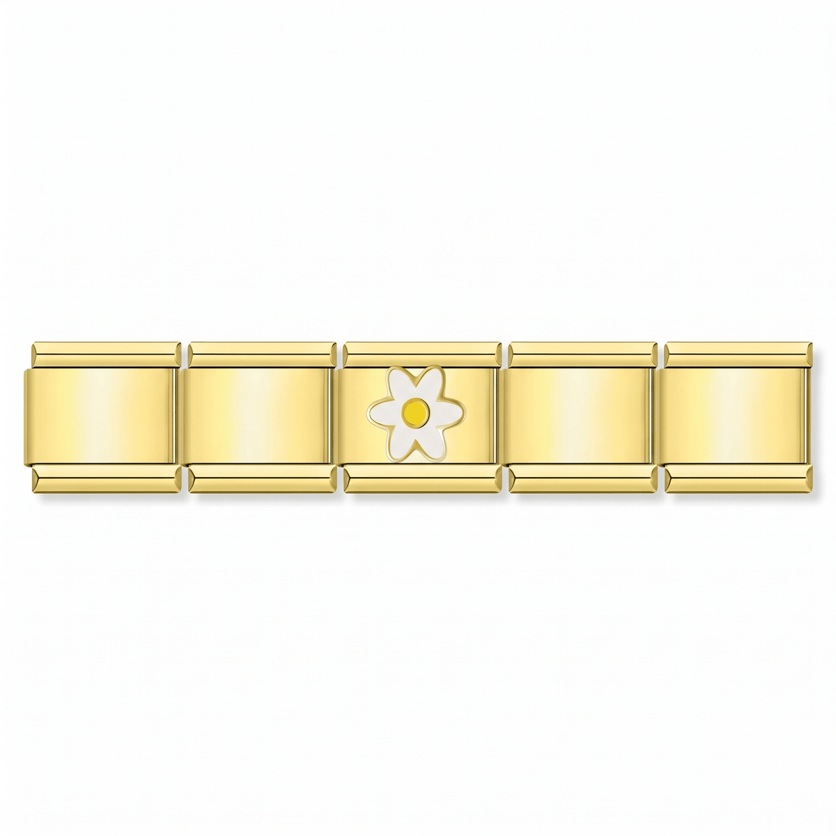 Charm Dorado Flor en pulsera italiana de eslabones