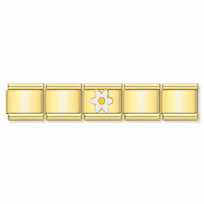 Charm Dorado Flor en pulsera italiana de eslabones