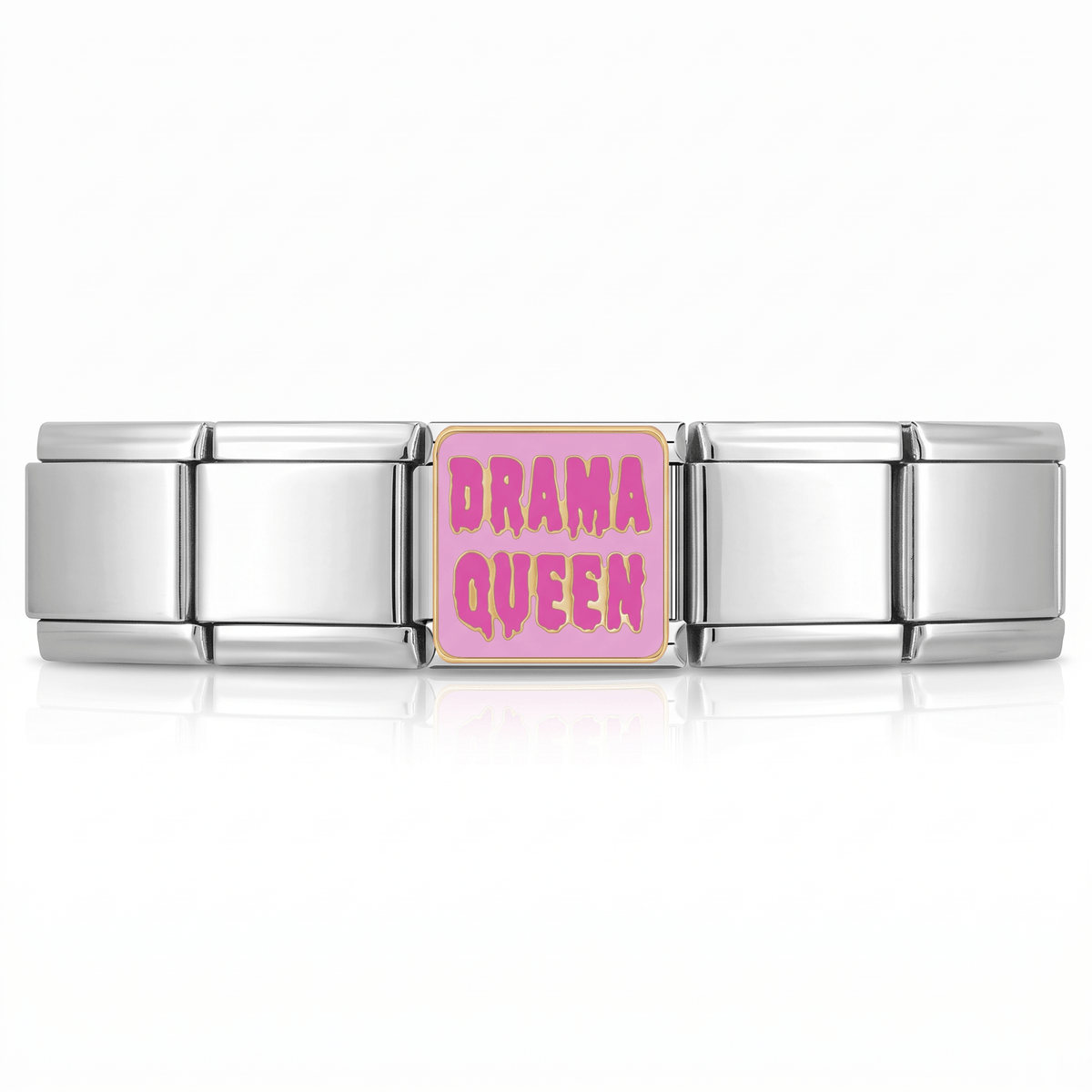 Charm Drama queen (Rosa) en pulsera italiana de eslabones