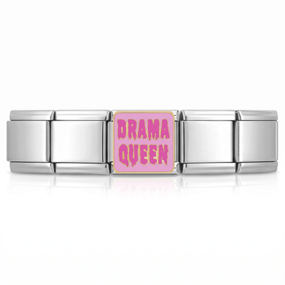 Charm Drama queen (Rosa) en pulsera italiana de eslabones