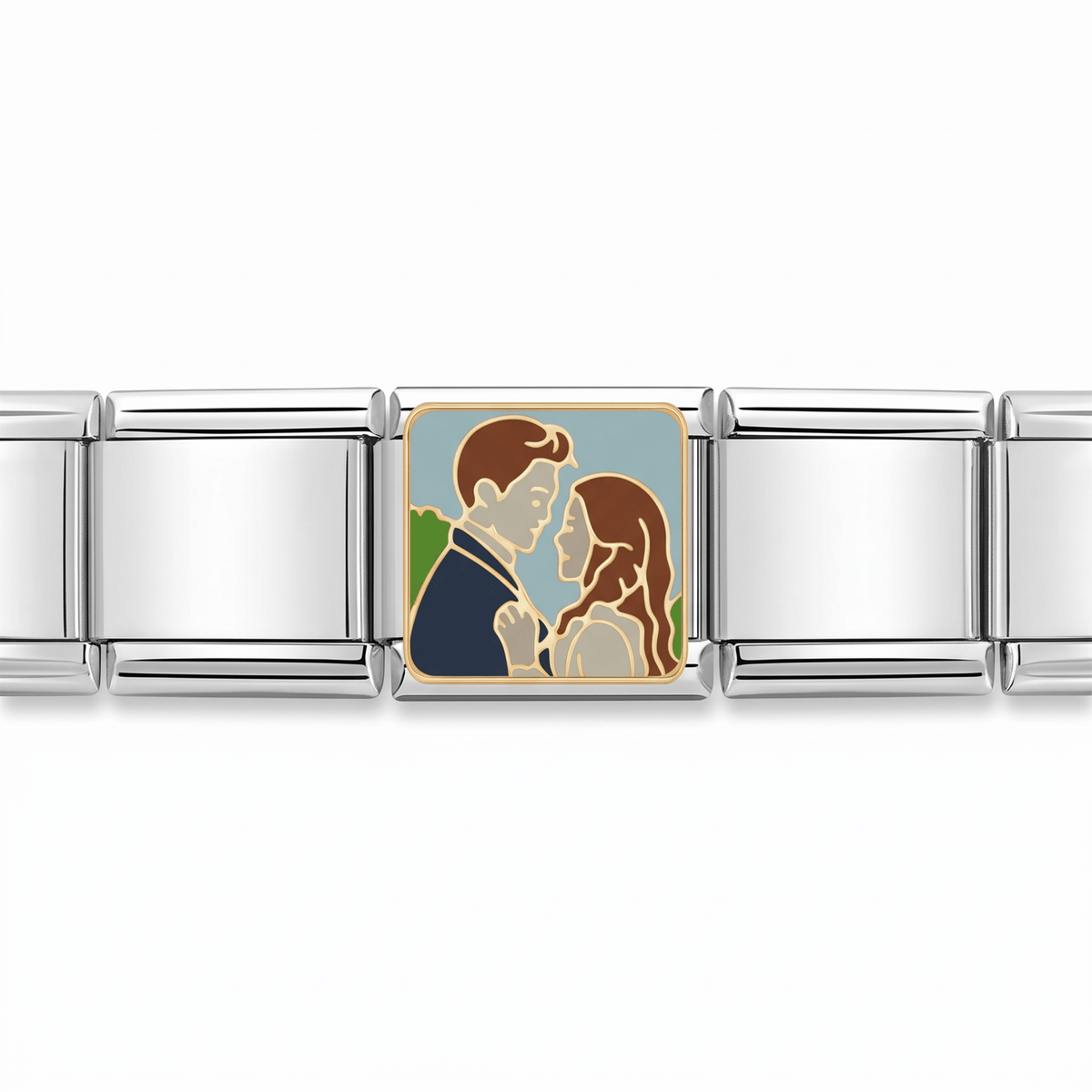 Charm Edward y Bella en pulsera italiana de eslabones