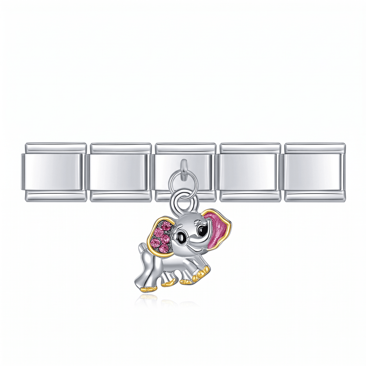 Charm Elefante (Colgante) en pulsera italiana de eslabones