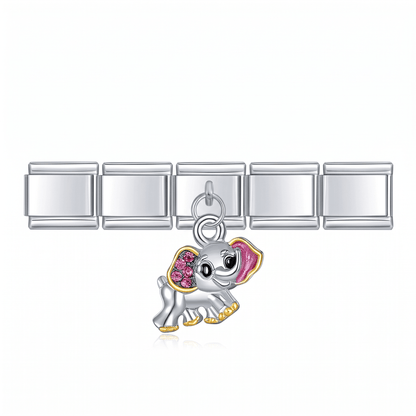 Charm Elefante (Colgante) en pulsera italiana de eslabones
