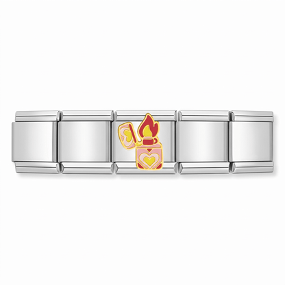 Charm Encendedor Amor en pulsera italiana de eslabones