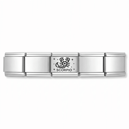 Charm Escorpio (Plateado) en pulsera italiana de eslabones