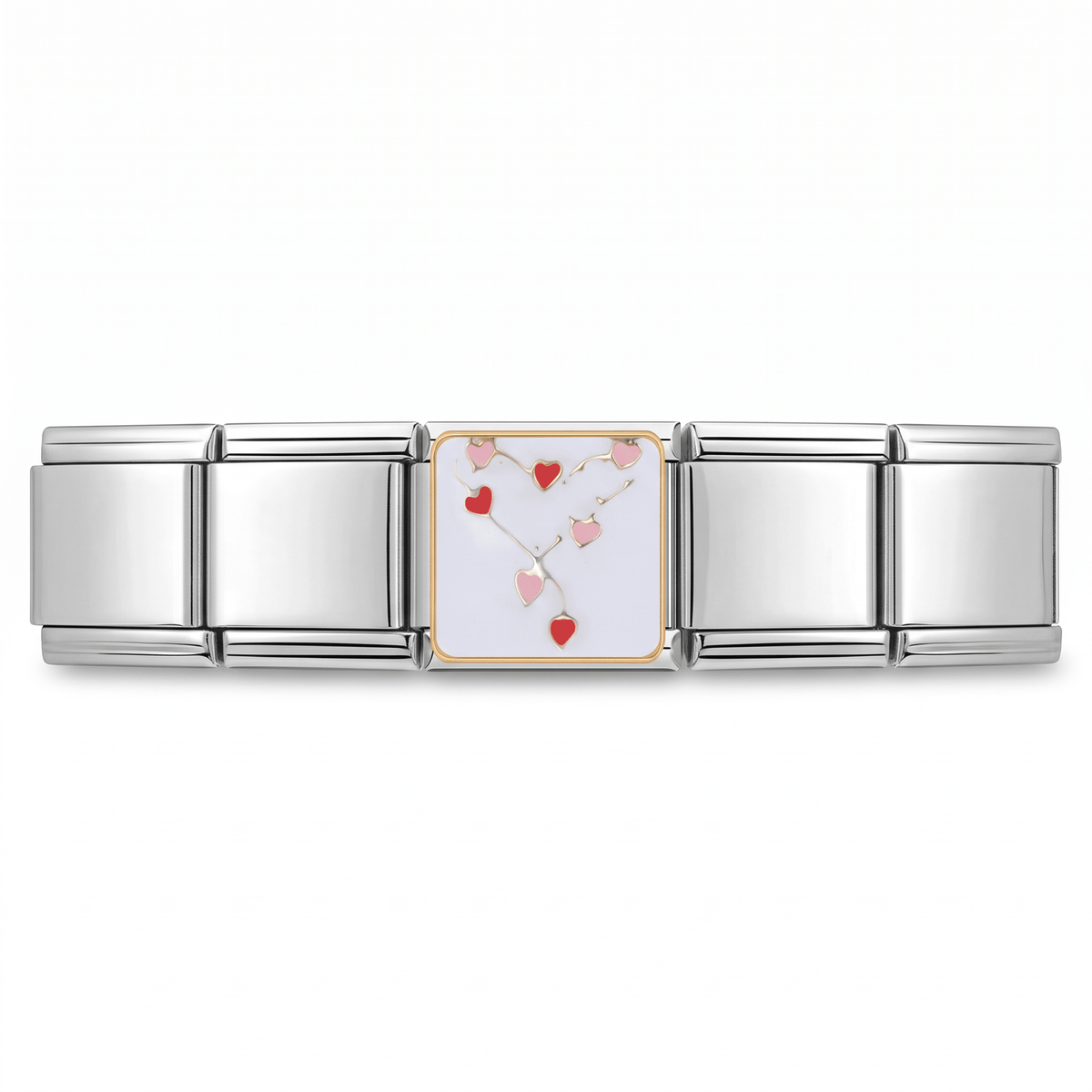 Charm Esferas Corazon en pulsera italiana de eslabones