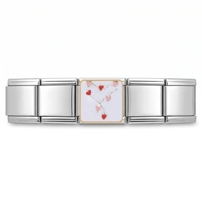 Charm Esferas Corazon en pulsera italiana de eslabones