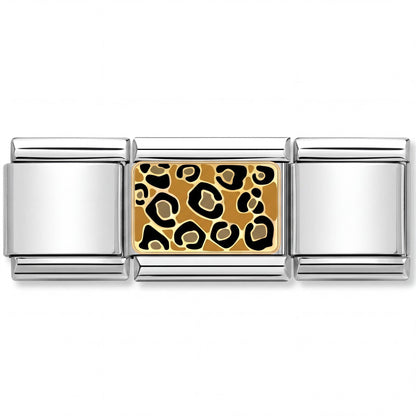 Charm Estampado de leopardo en pulsera italiana de eslabones