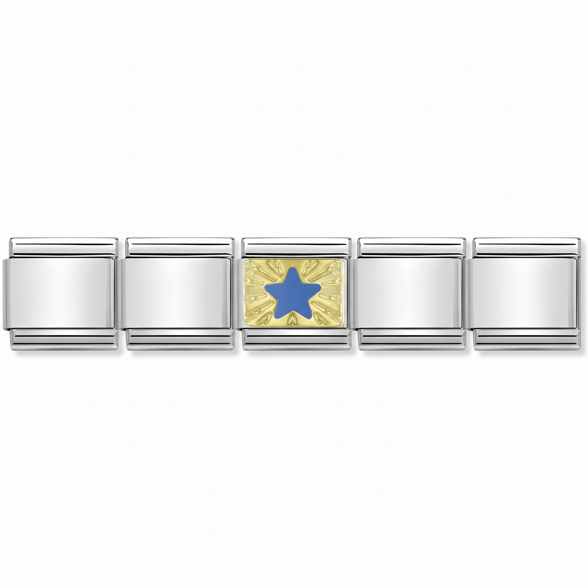 Charm Estrella (Azul) en pulsera italiana de eslabones