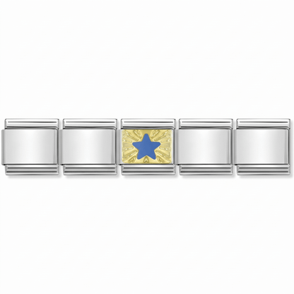 Charm Estrella (Azul) en pulsera italiana de eslabones