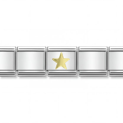 Charm Estrella Dorada (Plateado) en pulsera italiana de eslabones