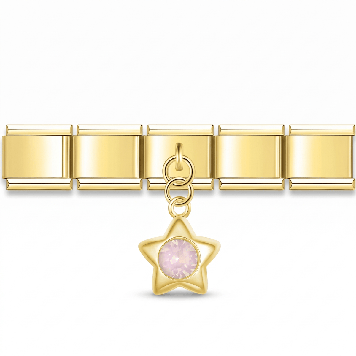 Charm Estrella Dorada Rosa en pulsera italiana de eslabones