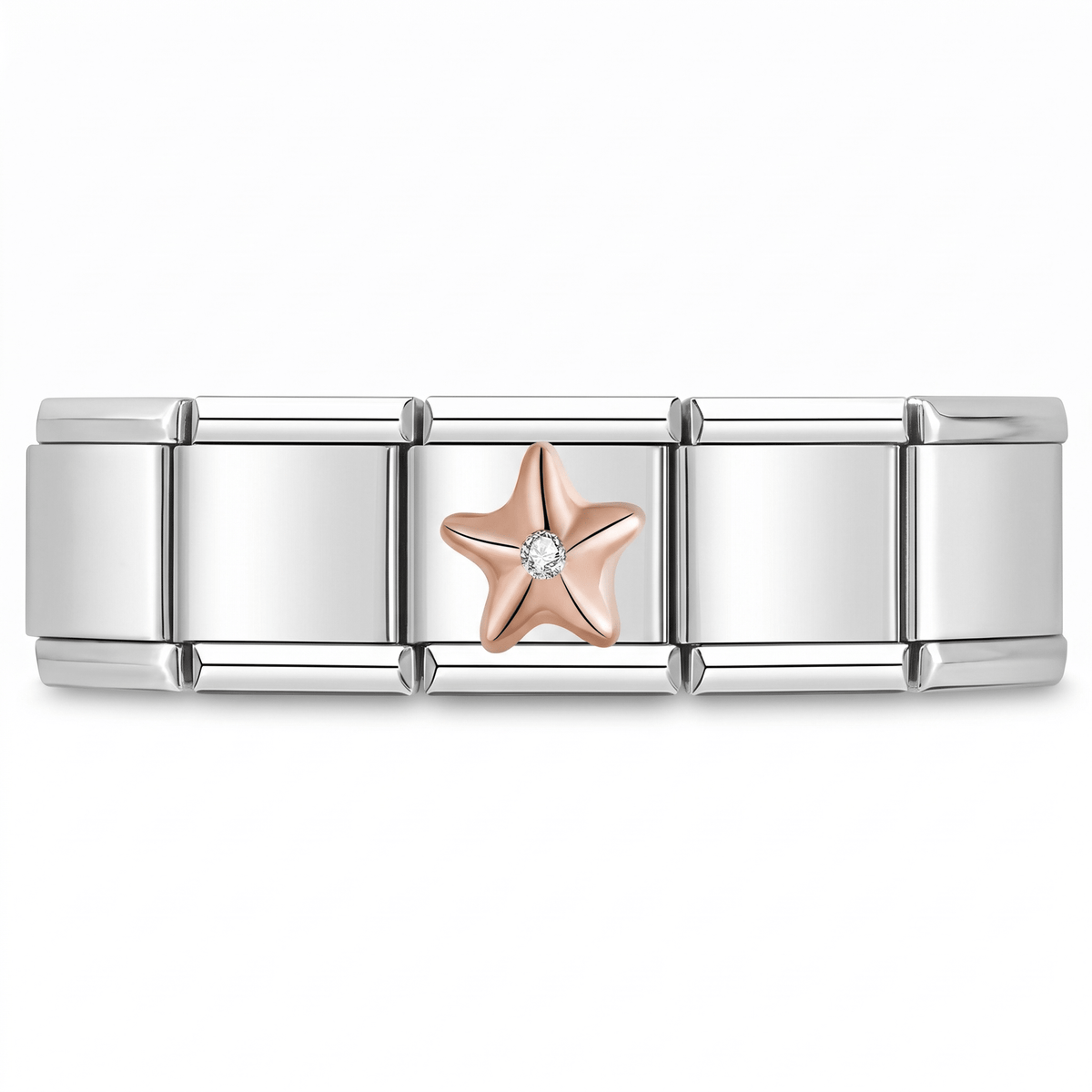 Charm Estrella Mar (Plateado) en pulsera italiana de eslabones