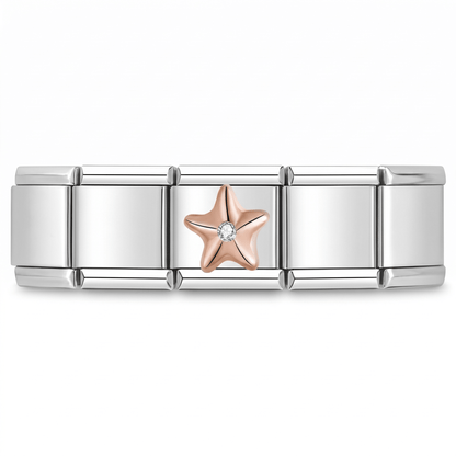 Charm Estrella Mar (Plateado) en pulsera italiana de eslabones