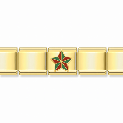 Charm Estrella Navideña en pulsera italiana de eslabones