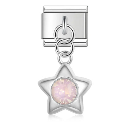 Charm Estrella rosa (Colgante con Piedra) - Italian Charms