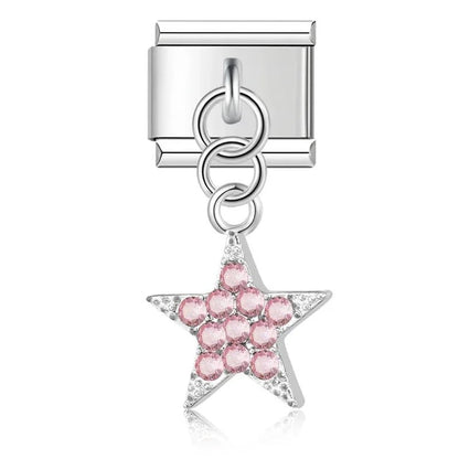 Charm Estrella Rosa (Colgante con Brillos) - Italian Charms