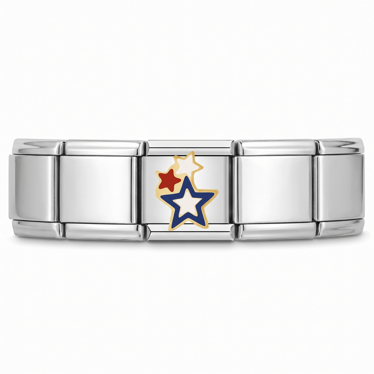 Charm Estrellas (Tricolor) en pulsera italiana de eslabones