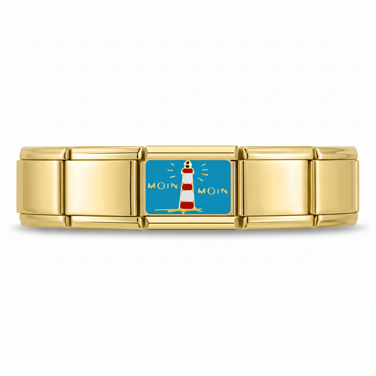Charm Faro (Dorado) en pulsera italiana de eslabones
