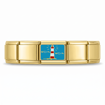 Charm Faro (Dorado) en pulsera italiana de eslabones