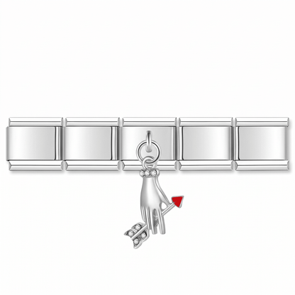 Charm Flecha Amor en pulsera italiana de eslabones