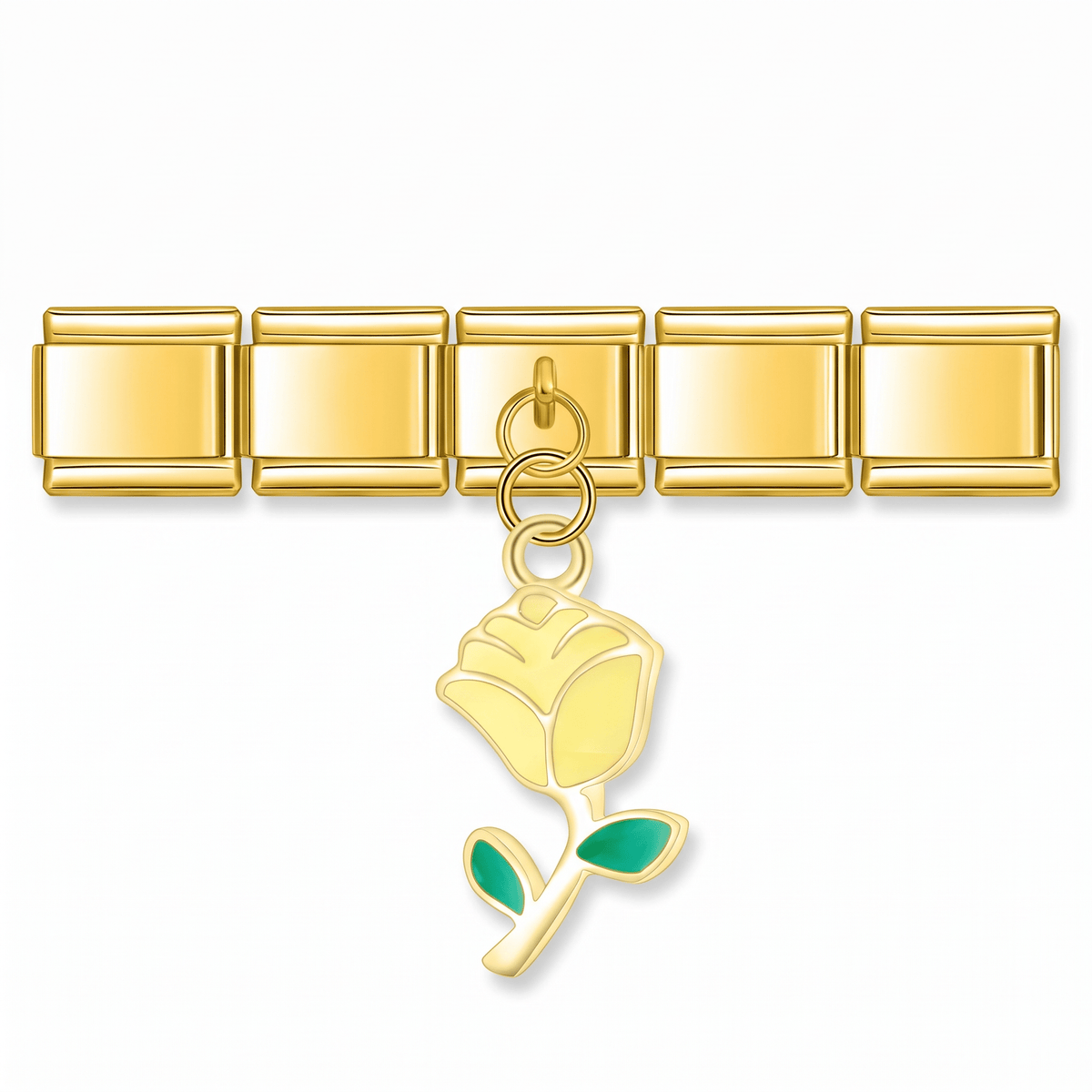 Charm Flor Amarilla (Colgante) en pulsera italiana de eslabones