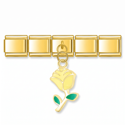 Charm Flor Amarilla (Colgante) en pulsera italiana de eslabones
