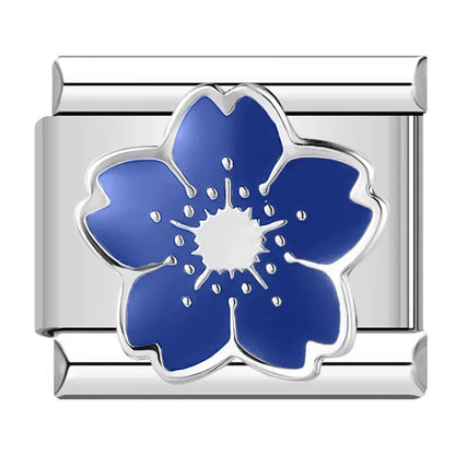 Charm Flor Azul (Plateado) - Italian Charms