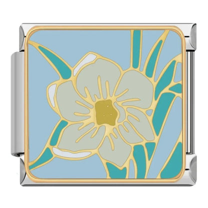 Charm Flor Blanca (Fondo Azul) - Italian Charms