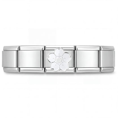 Charm Flor Blanca (Cerezo) en pulsera italiana de eslabones