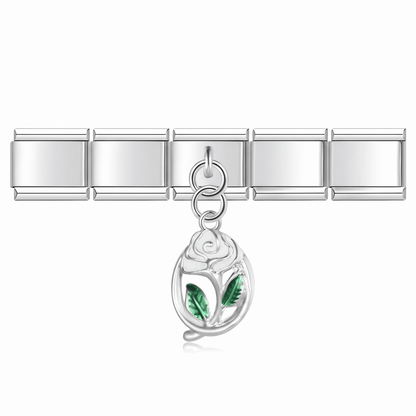 Charm Flor (Colgante) en pulsera italiana de eslabones