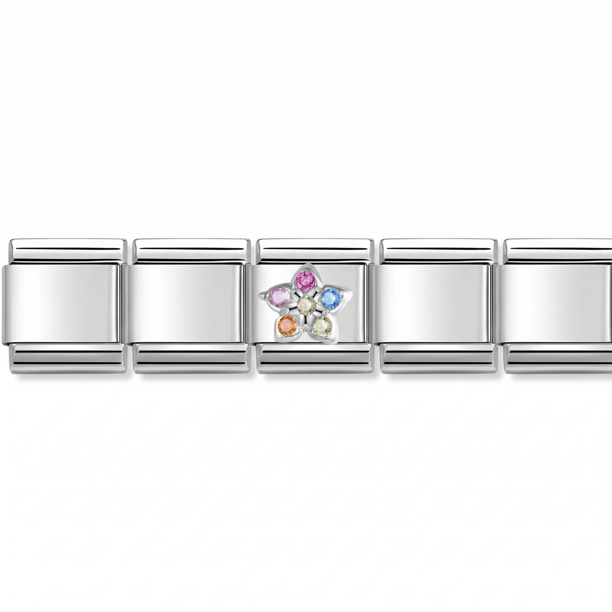 Charm Flor Colores en pulsera italiana de eslabones