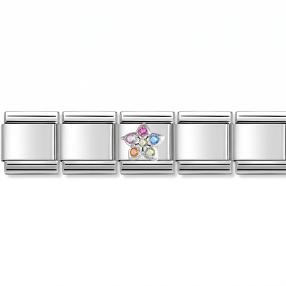 Charm Flor Colores en pulsera italiana de eslabones