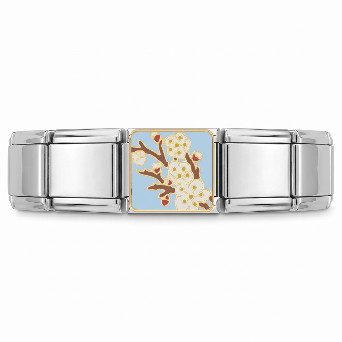 Charm Flor de Cerezo en pulsera italiana de eslabones
