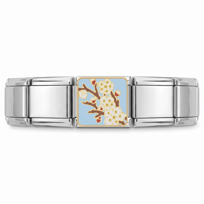 Charm Flor de Cerezo en pulsera italiana de eslabones