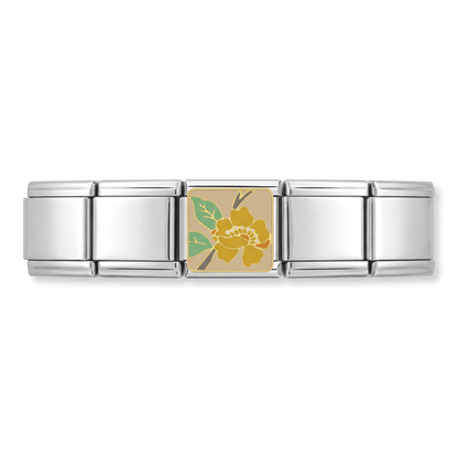 Charm Flor Dorada en pulsera italiana de eslabones